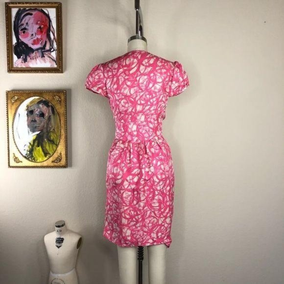 Tocca Silk Wrap Dress V Neck Cap Sleeve Button - Picture 2 of 3